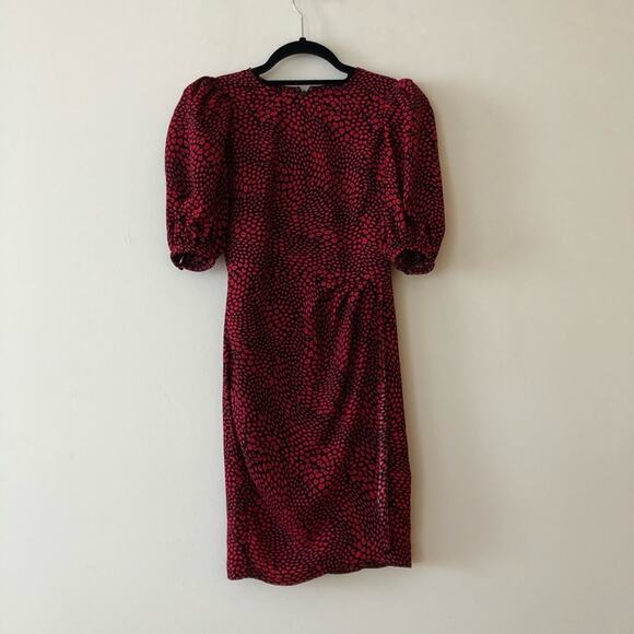 Banana Republic Red Print Puff-Sleeve Sheath Dress - Picture 2 of 8